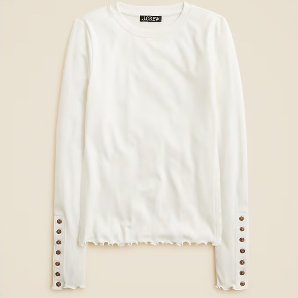J. Crew Refined rib long-sleeve T-shirt with button cuffs